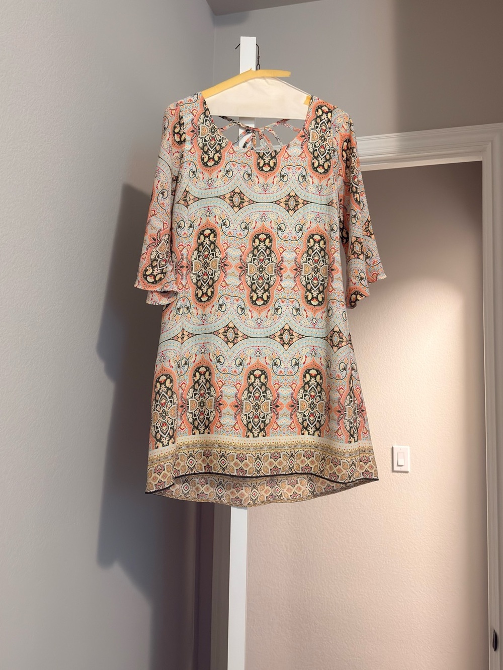 Women’s Paisley Lace-Hem Top in Peach and Sage